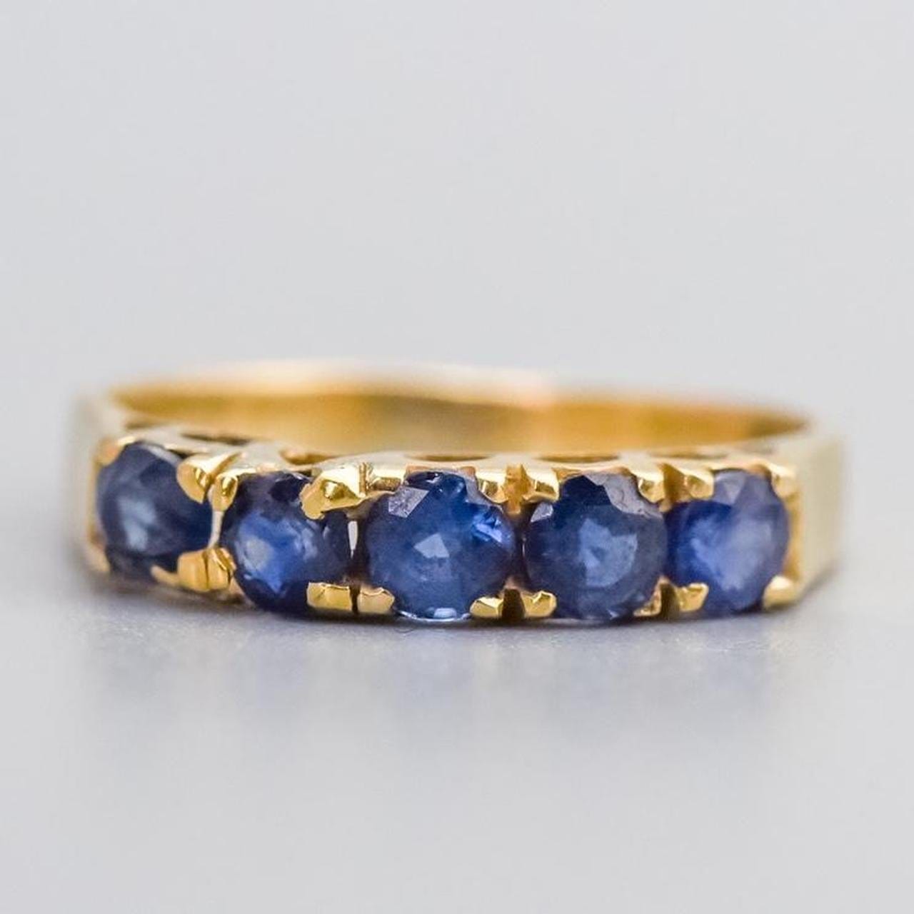 14K Gold Five Stone Sapphire Ring