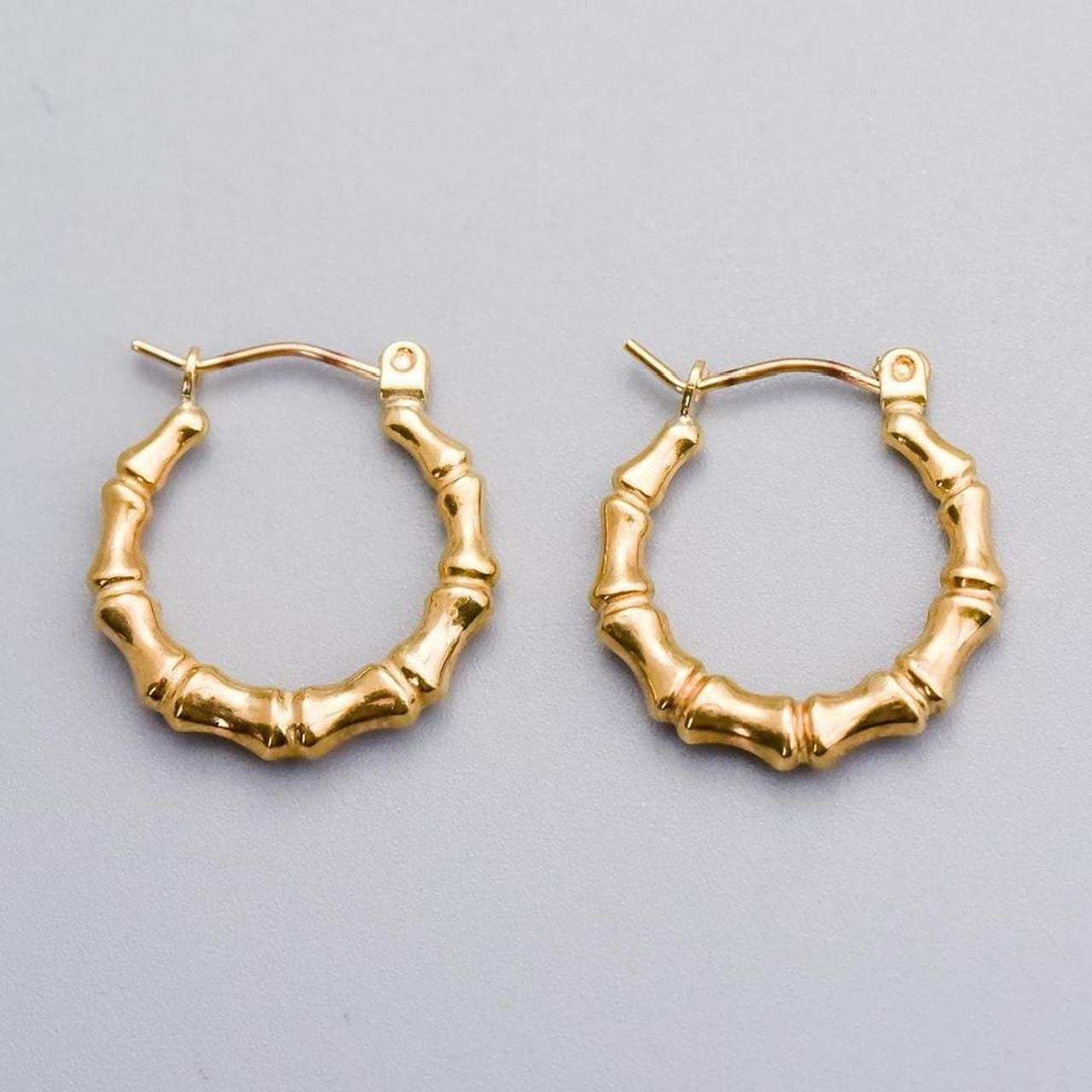 9K Gold Bamboo Hoop Earrings