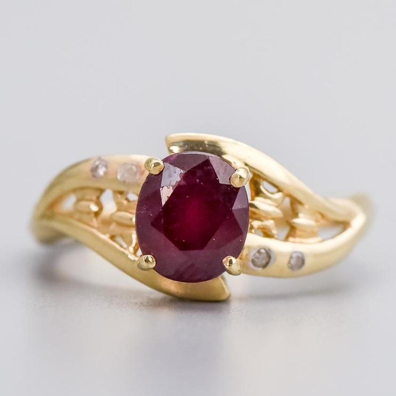 9K Gold Ruby & Diamond Ring