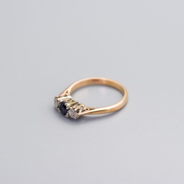 9K Gold Sapphire and Diamond Ring