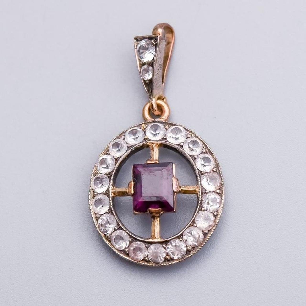 9K Gold Antique Garnet and Topaz Pendant
