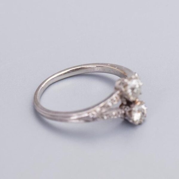 Platinum Antique Two Stone Diamond Ring