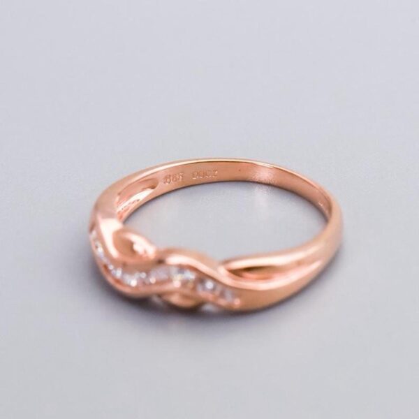 14K Rose Gold CZ Waved Band