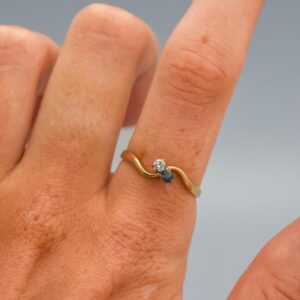 9K Gold Sapphire and Diamond Ring