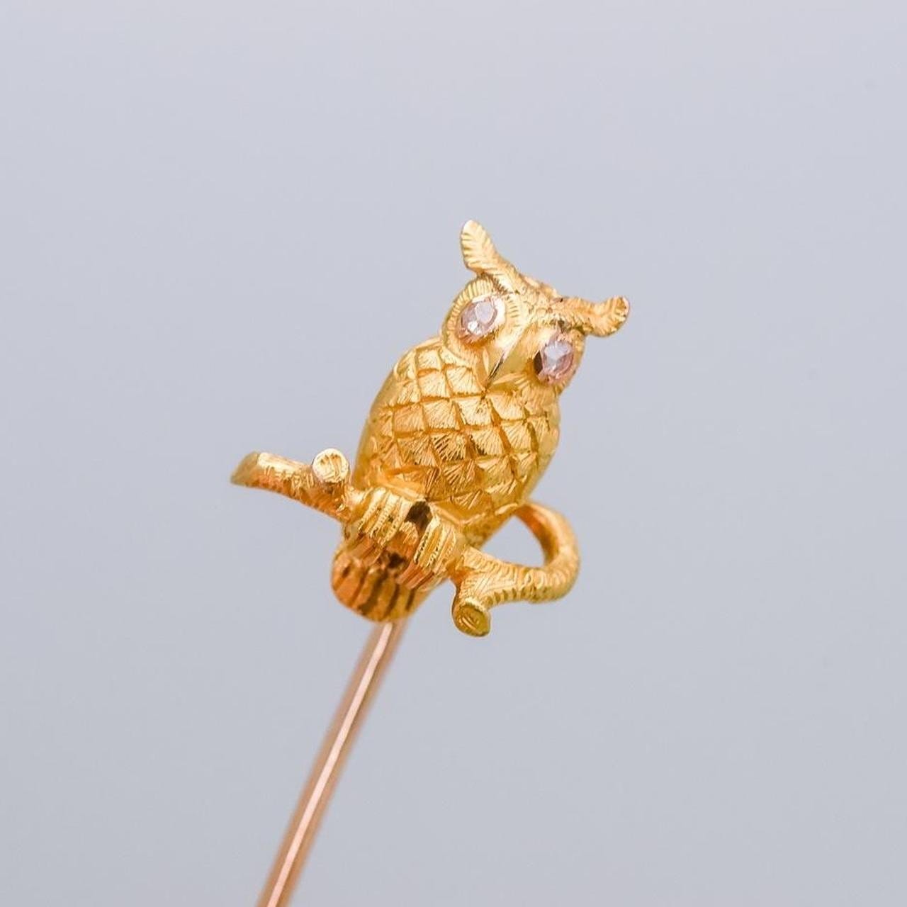 18K Gold Owl Pin