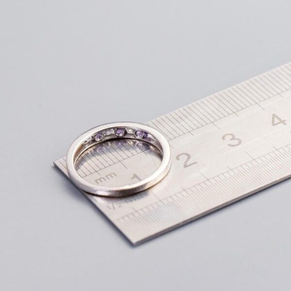9K White Gold Amethyst & CZ Ring