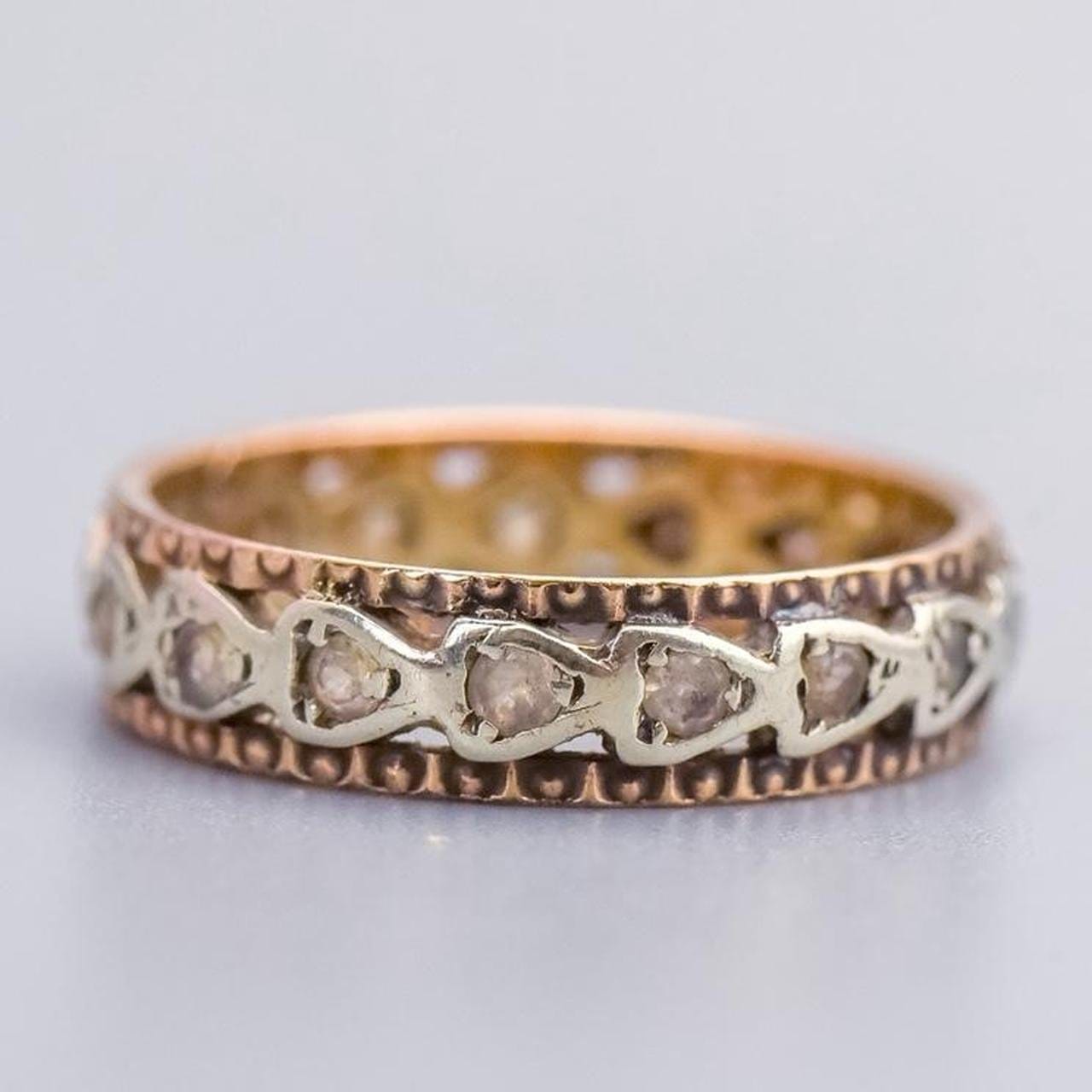 9K Gold Two-Tone CZ Band