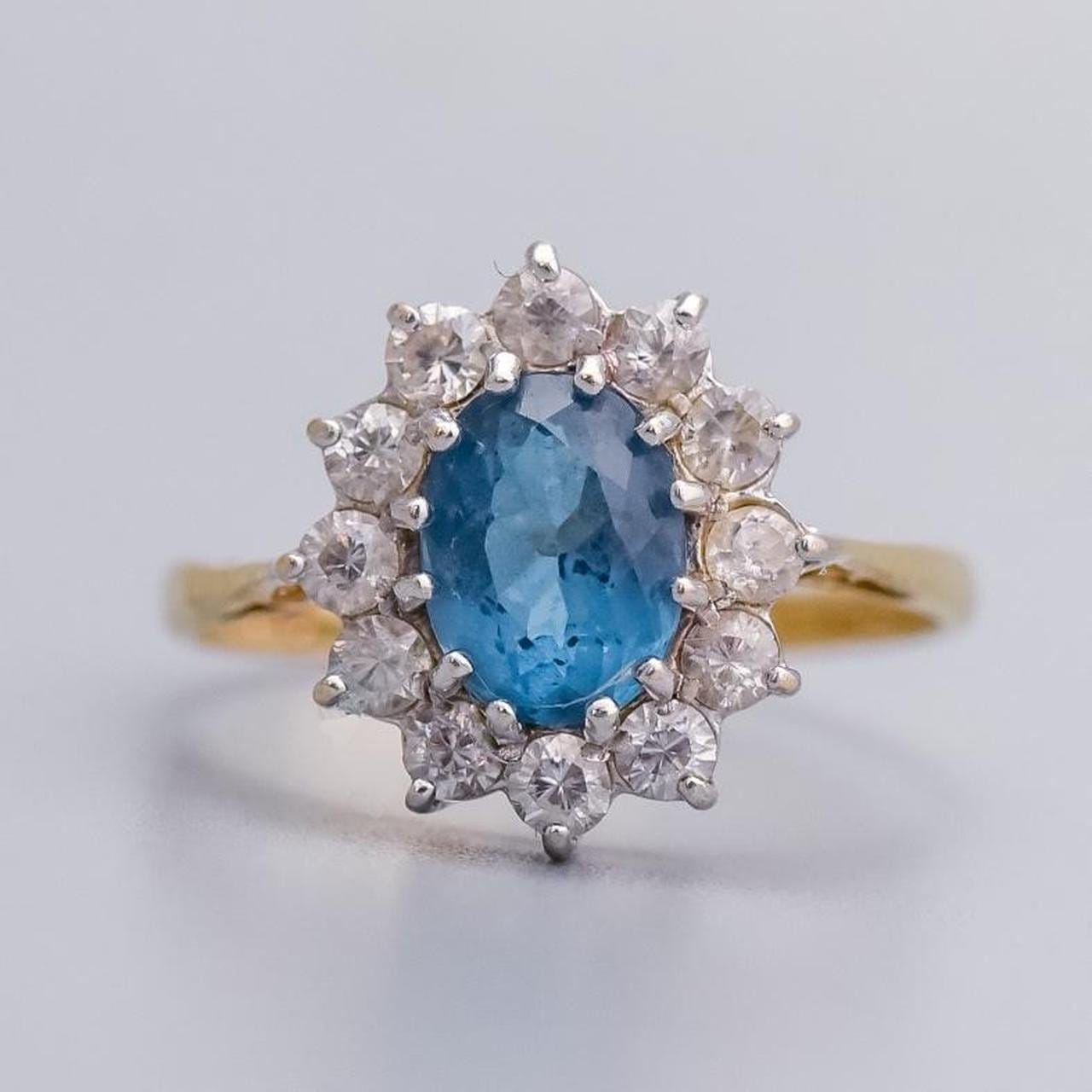 9K Gold Blue Topaz Ring