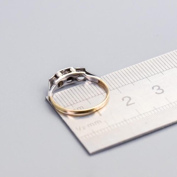 18K Gold Art Deco Diamond Trilogy Ring