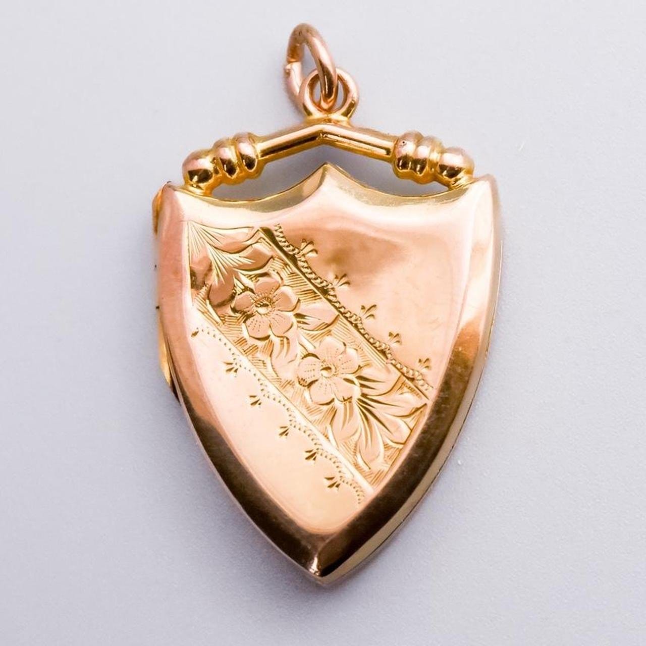 9K Gold Shield Locket Pendant