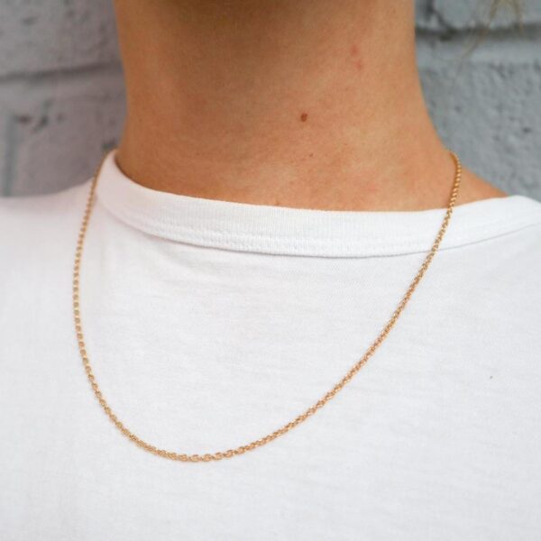 Solid 15K Gold Antique Cable Chain Necklace