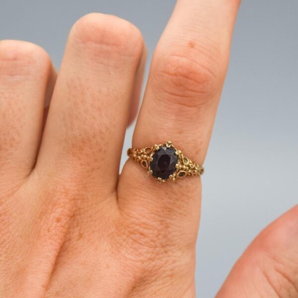 9K Gold Red Garnet Ring