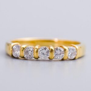 18K Gold Five Stone Diamond Ring