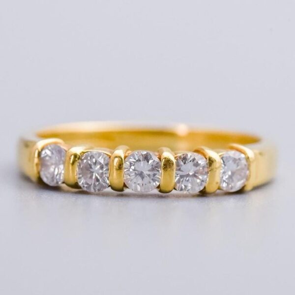 18K Gold Five Stone Diamond Ring