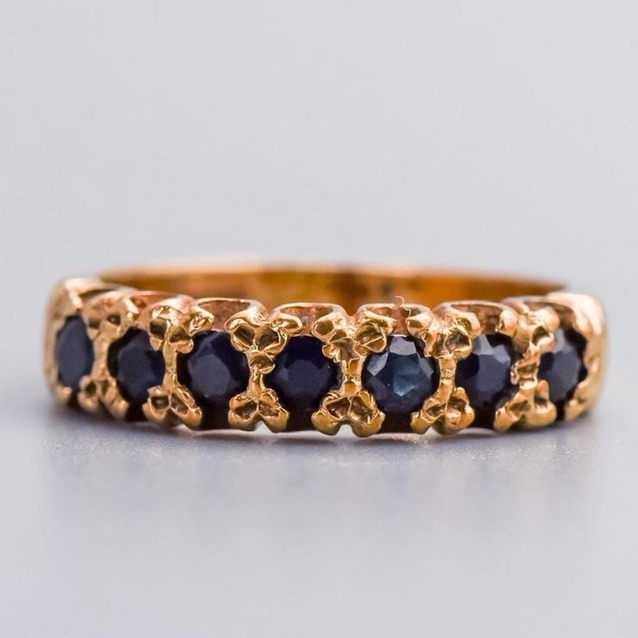 9K Gold Seven Stone Sapphire Ring