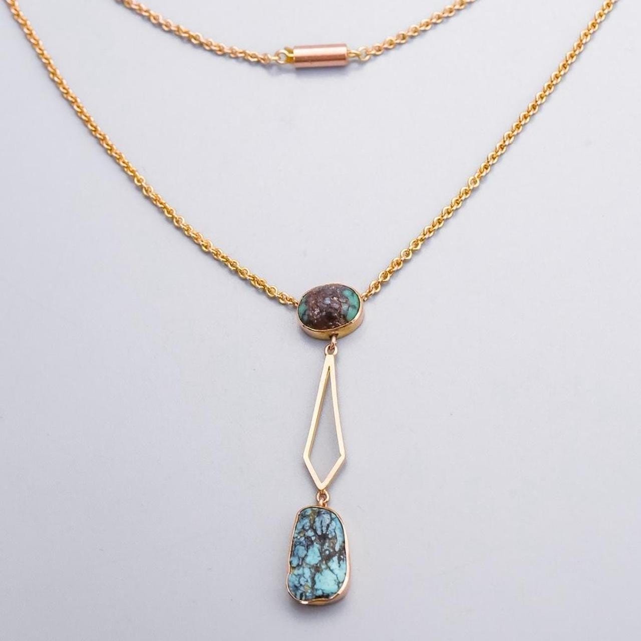 9K Gold Antique Turquoise Necklace