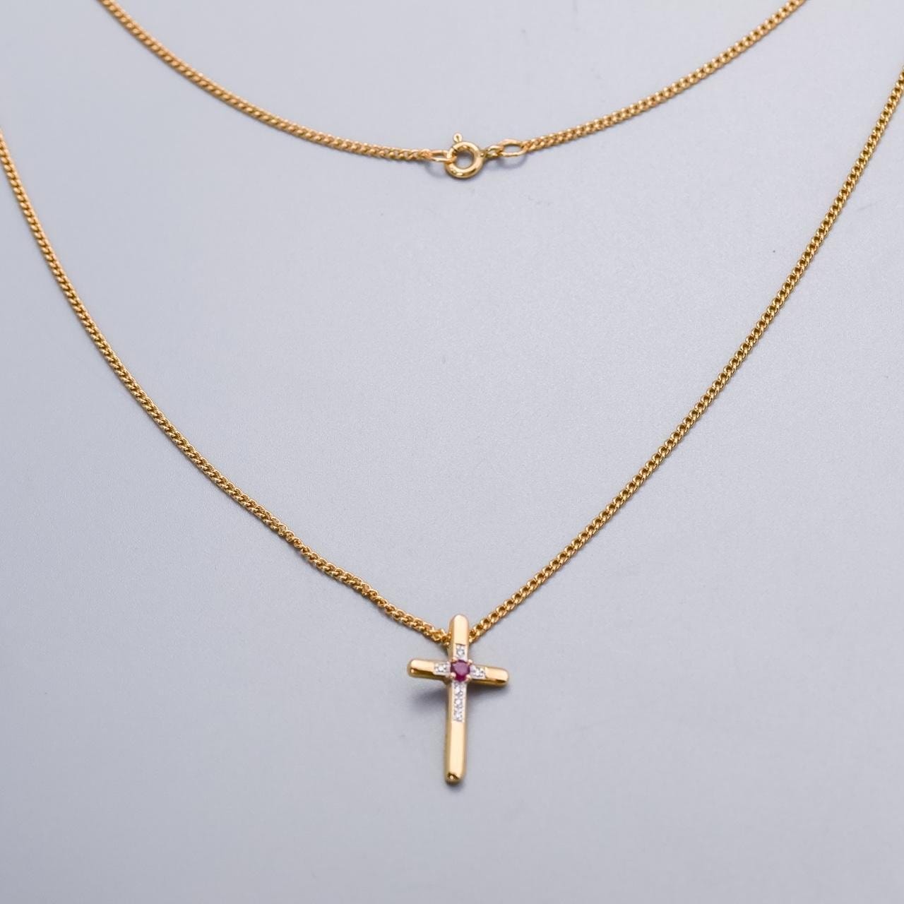 9K Gold Cross Pendant Necklace