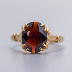 9K Gold Red Garnet Ring