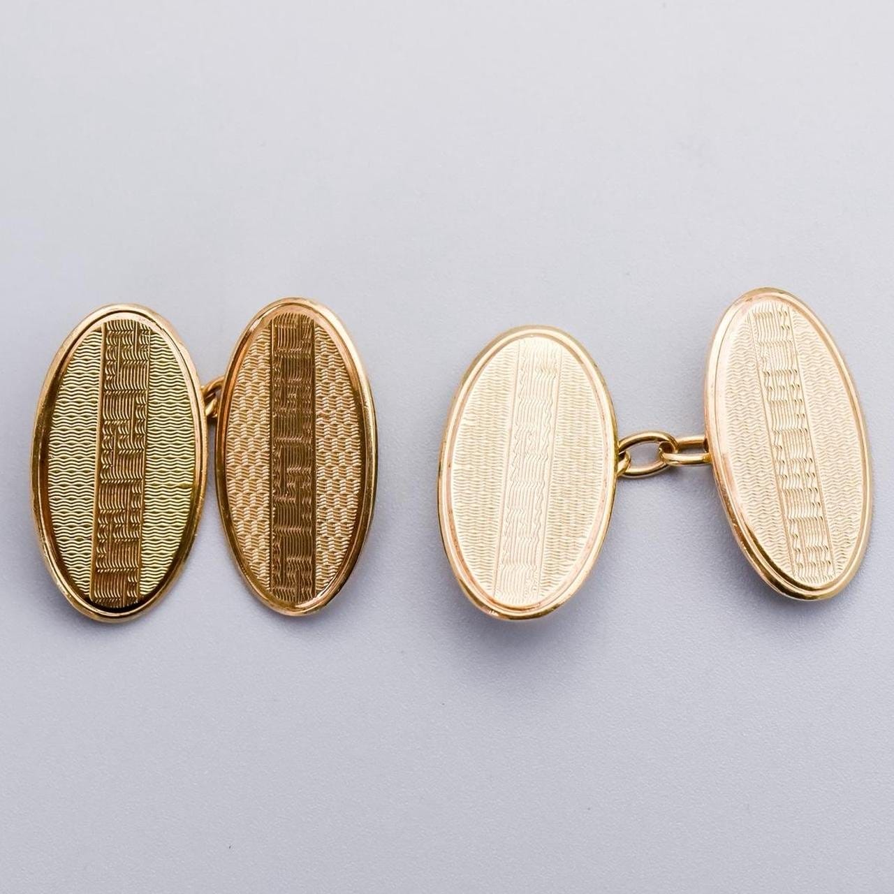 9K Gold Antique Patterned Cufflinks