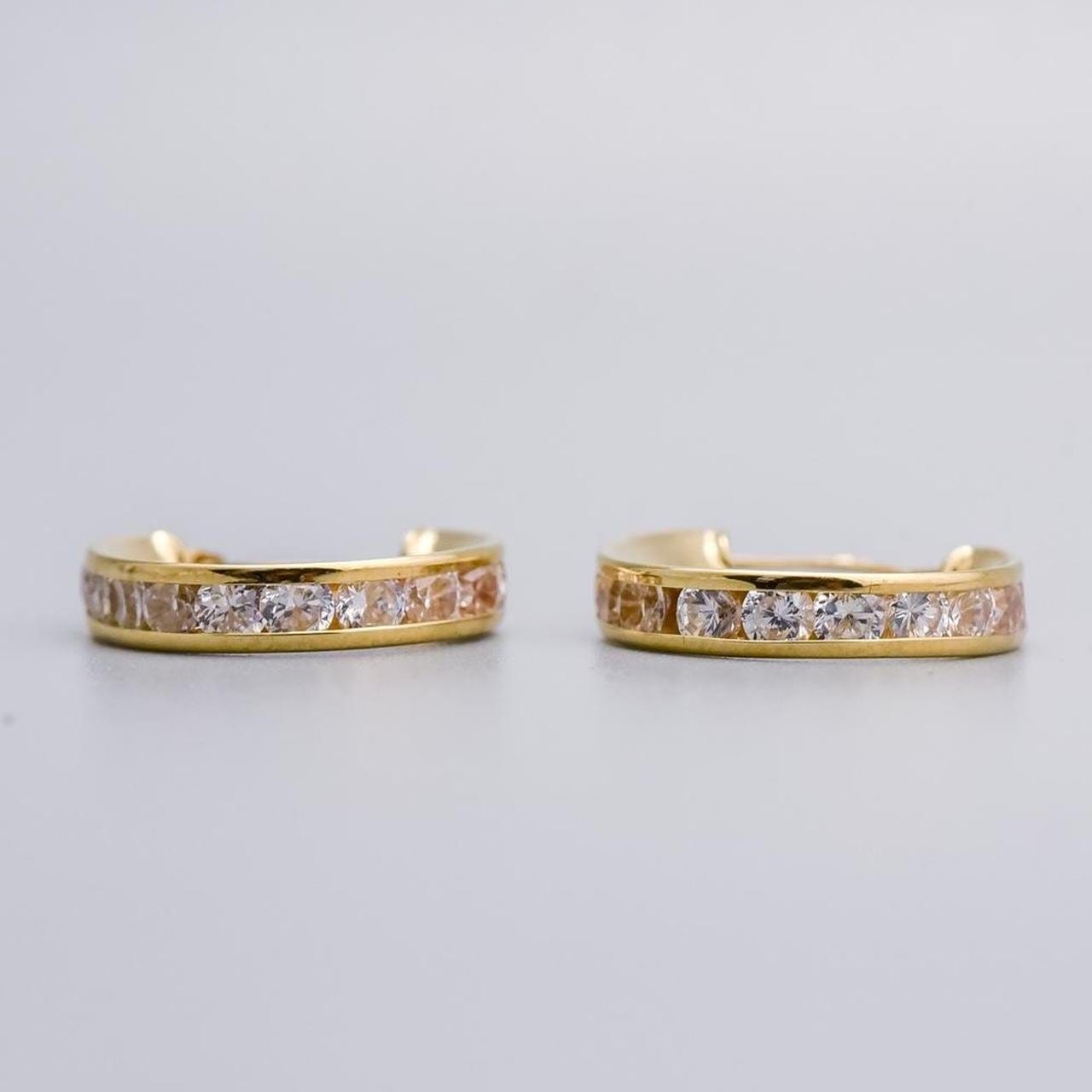 9K Gold CZ Hoop Earrings