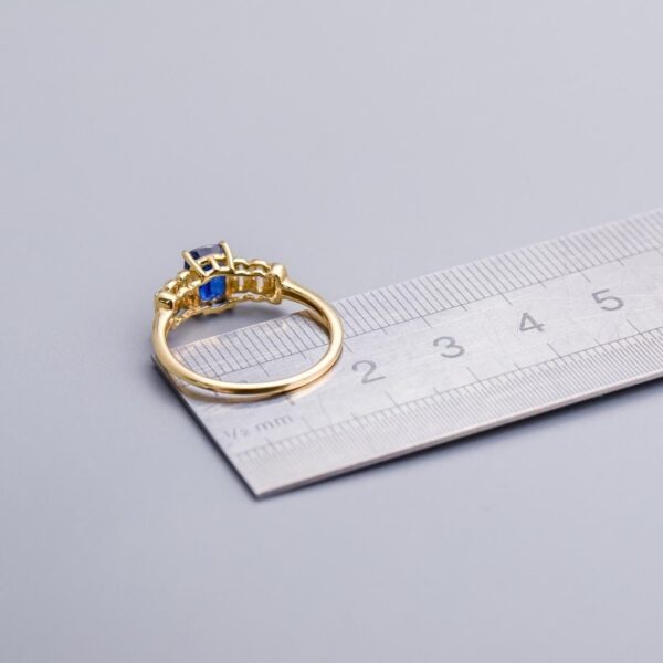 9K Gold Sapphire and CZ Ring