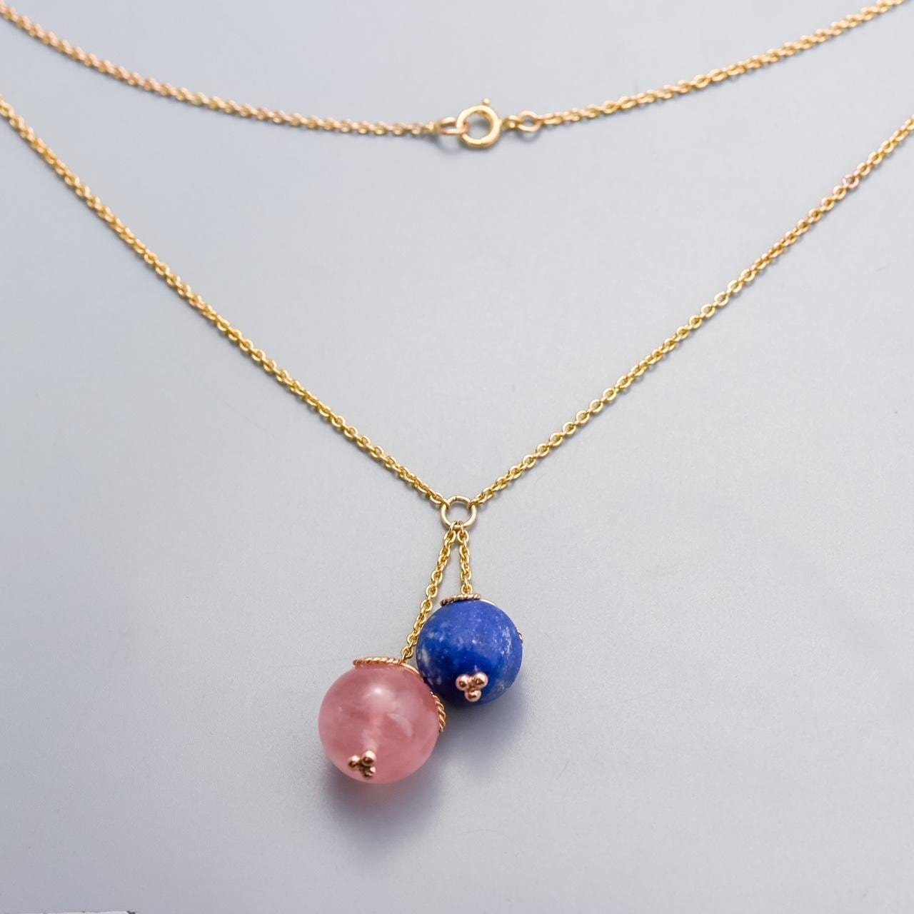 9K Gold Gemstone Orb Pendant Necklace