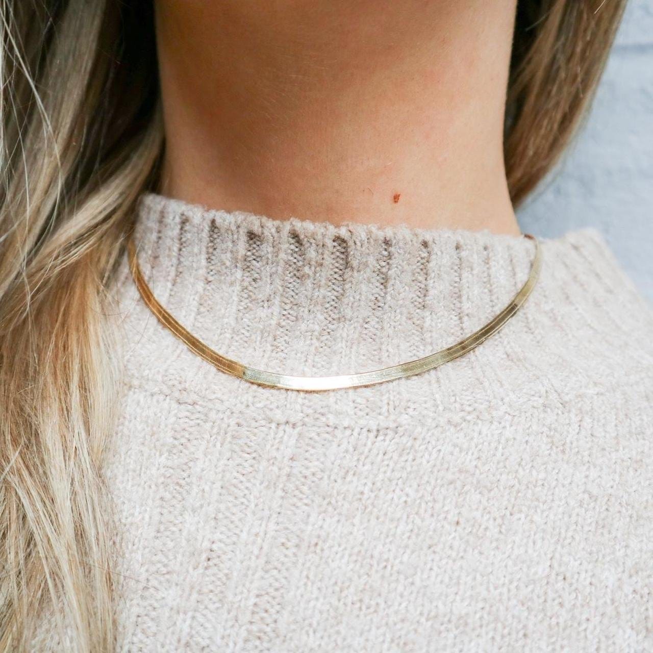 9K Gold Flat Snake Chain Necklace
