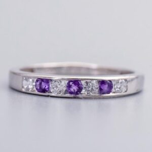 9K White Gold Amethyst & CZ Ring