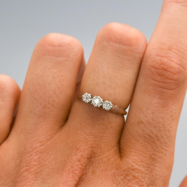 18K Gold Diamond Trilogy Ring