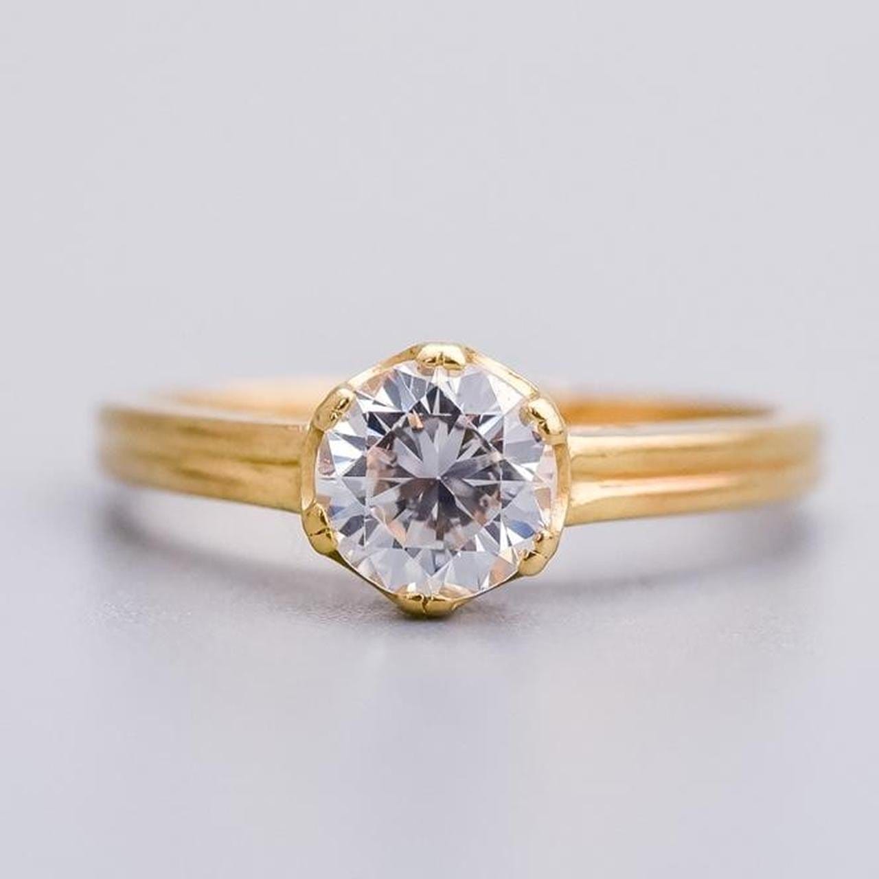 14K Gold CZ Solitaire Ring