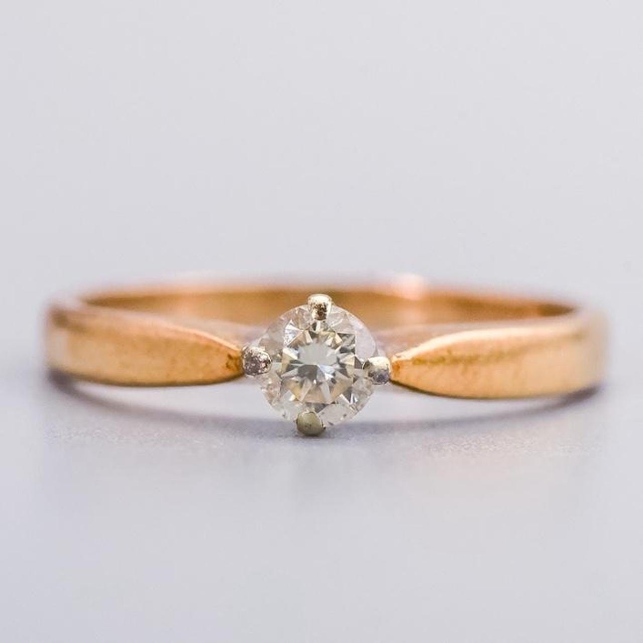 9K Gold Solitaire Diamond Ring