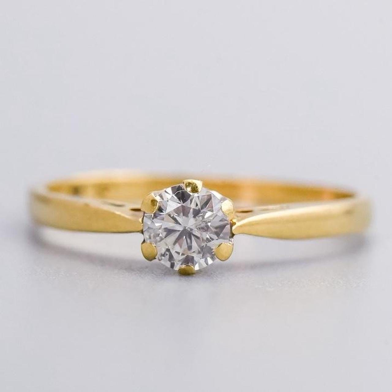 18K Gold Solitaire Diamond Ring