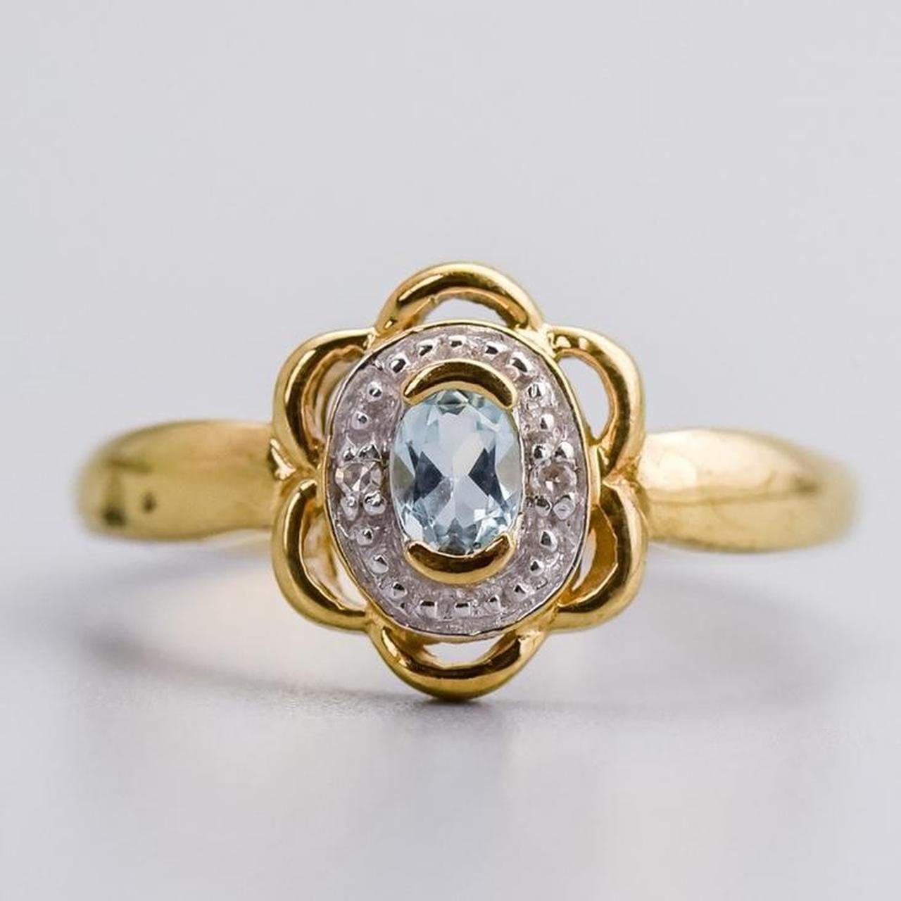 10K Gold Blue Topaz Ring
