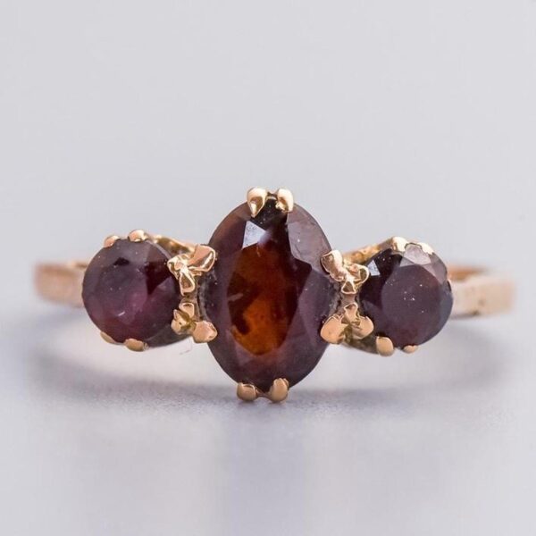 9K Gold Garnet Trilogy Ring