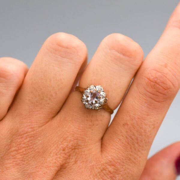 9K Gold Amethyst and Diamond Ring