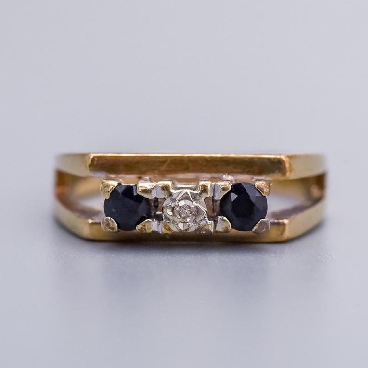 9K Gold Sapphire and Diamond Ring