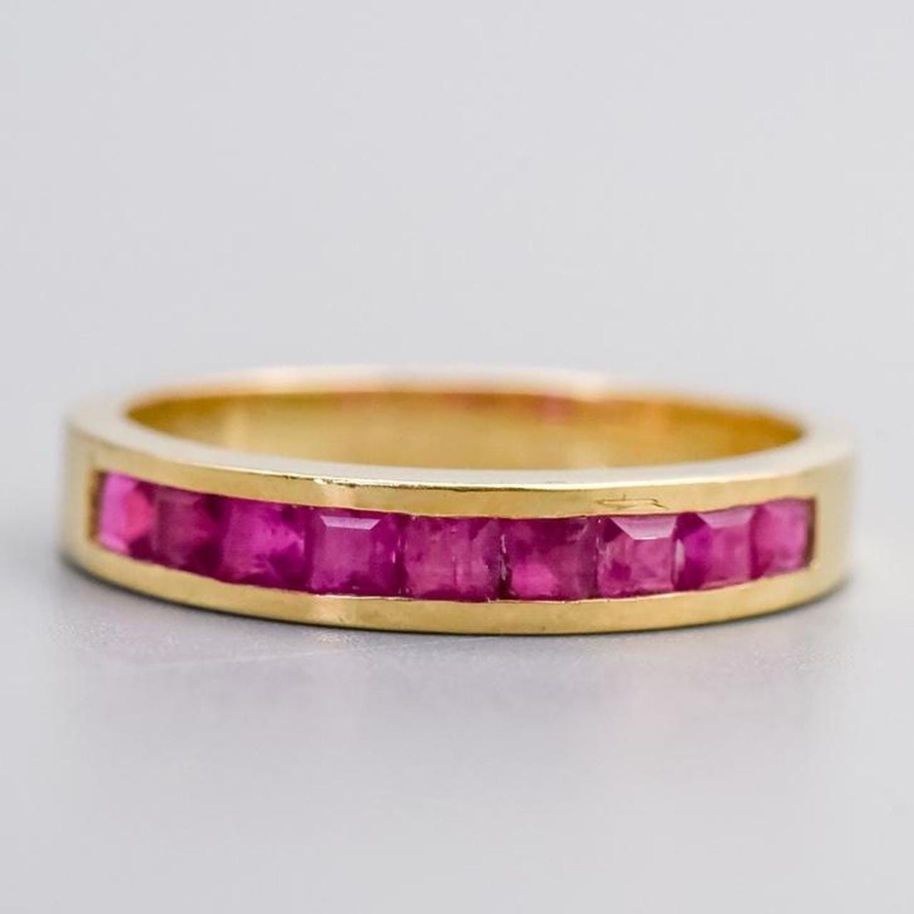 14K Gold Ruby Half Eternity Ring