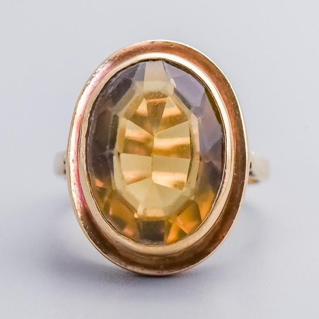 9K Gold Citrine Cocktail Ring