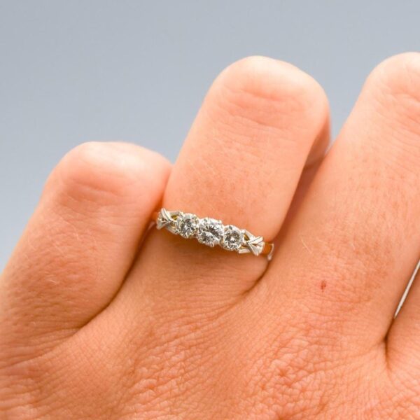 18K Gold Diamond Trilogy Ring
