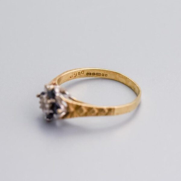 9K Gold Sapphire and Diamond Ring