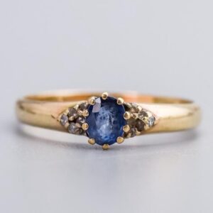 9K Gold Sapphire & Diamond Ring