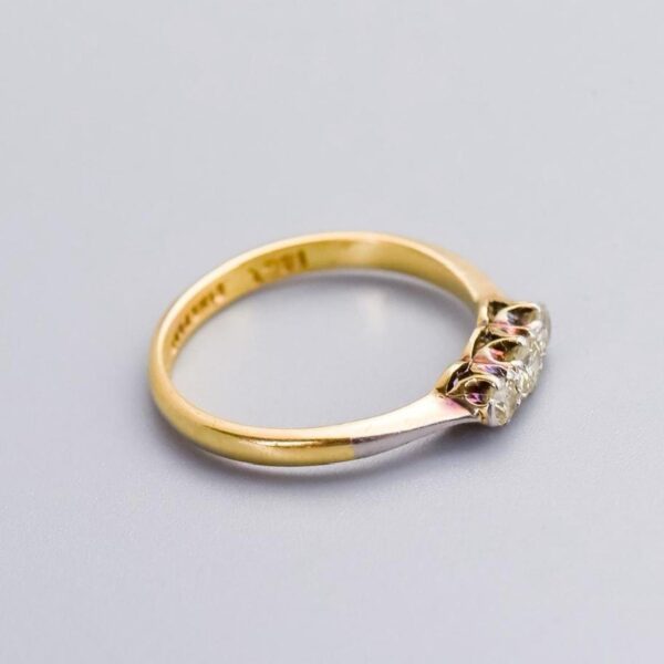 18K Gold Antique Diamond Trilogy Ring