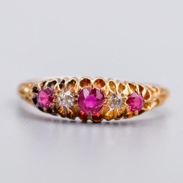 18K Gold Edwardian Ruby and Diamond Ring