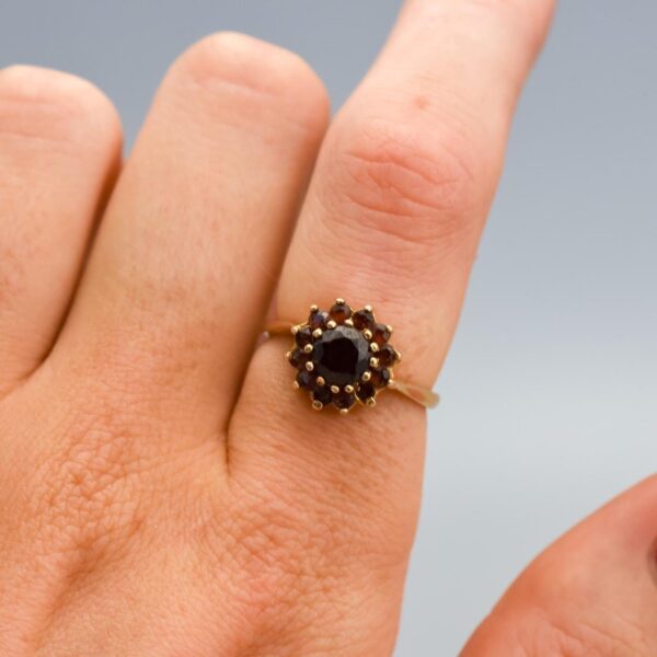 9K Gold Garnet Cluster Ring