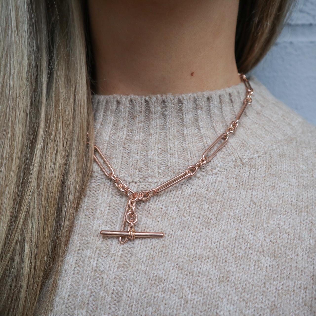 9K Rose Gold Albert Chain Necklace