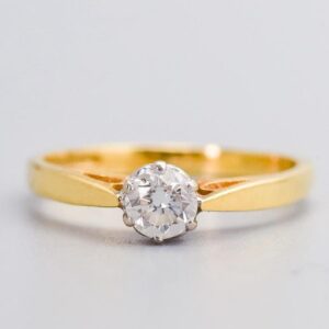 18K Gold Solitaire Diamond Ring