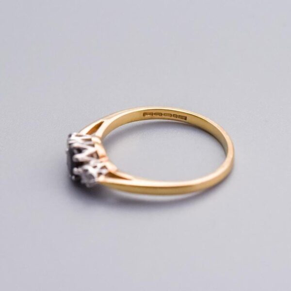 9K Gold Sapphire and Diamond Ring