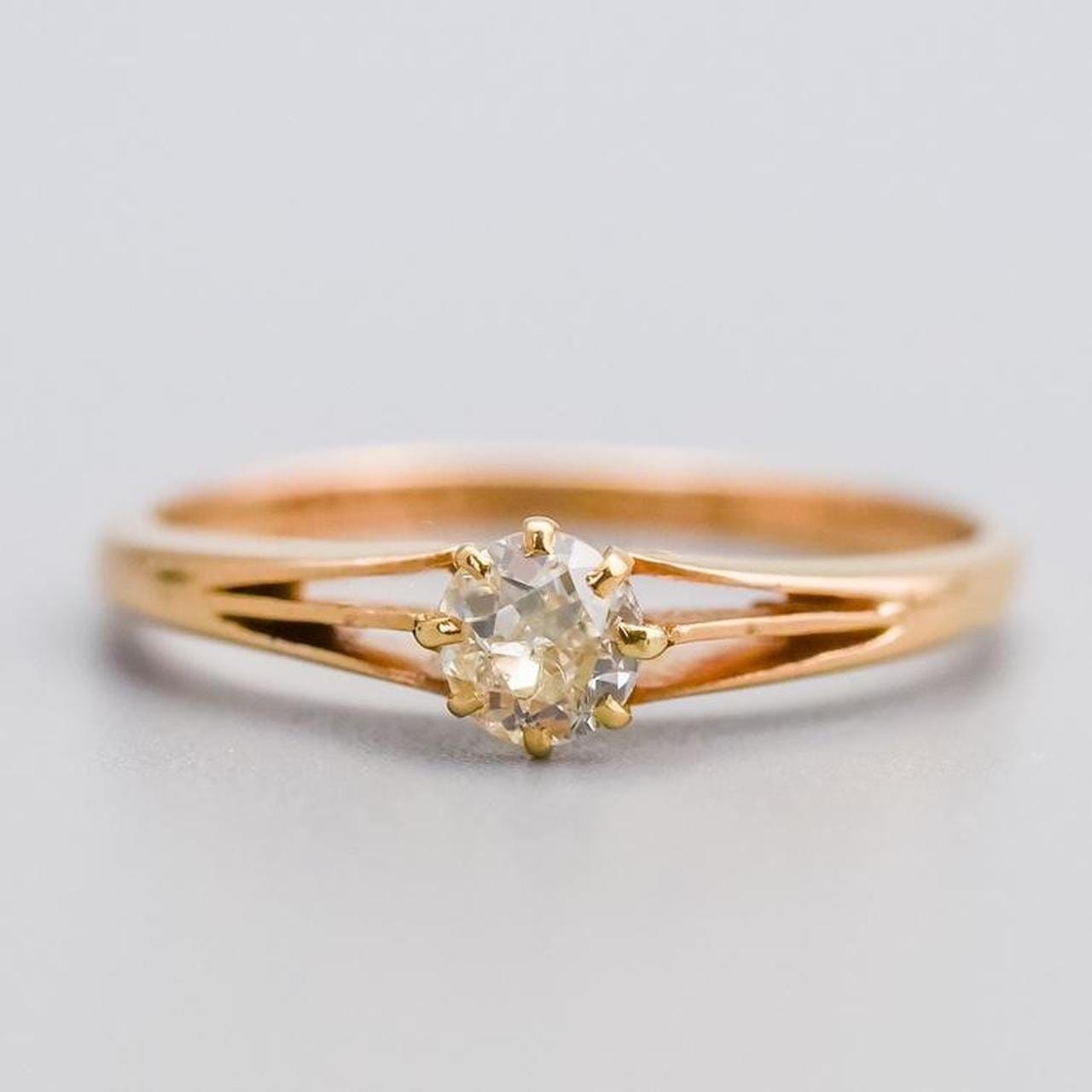 RESERVED 18K Gold Antique Diamond Solitaire Ring
