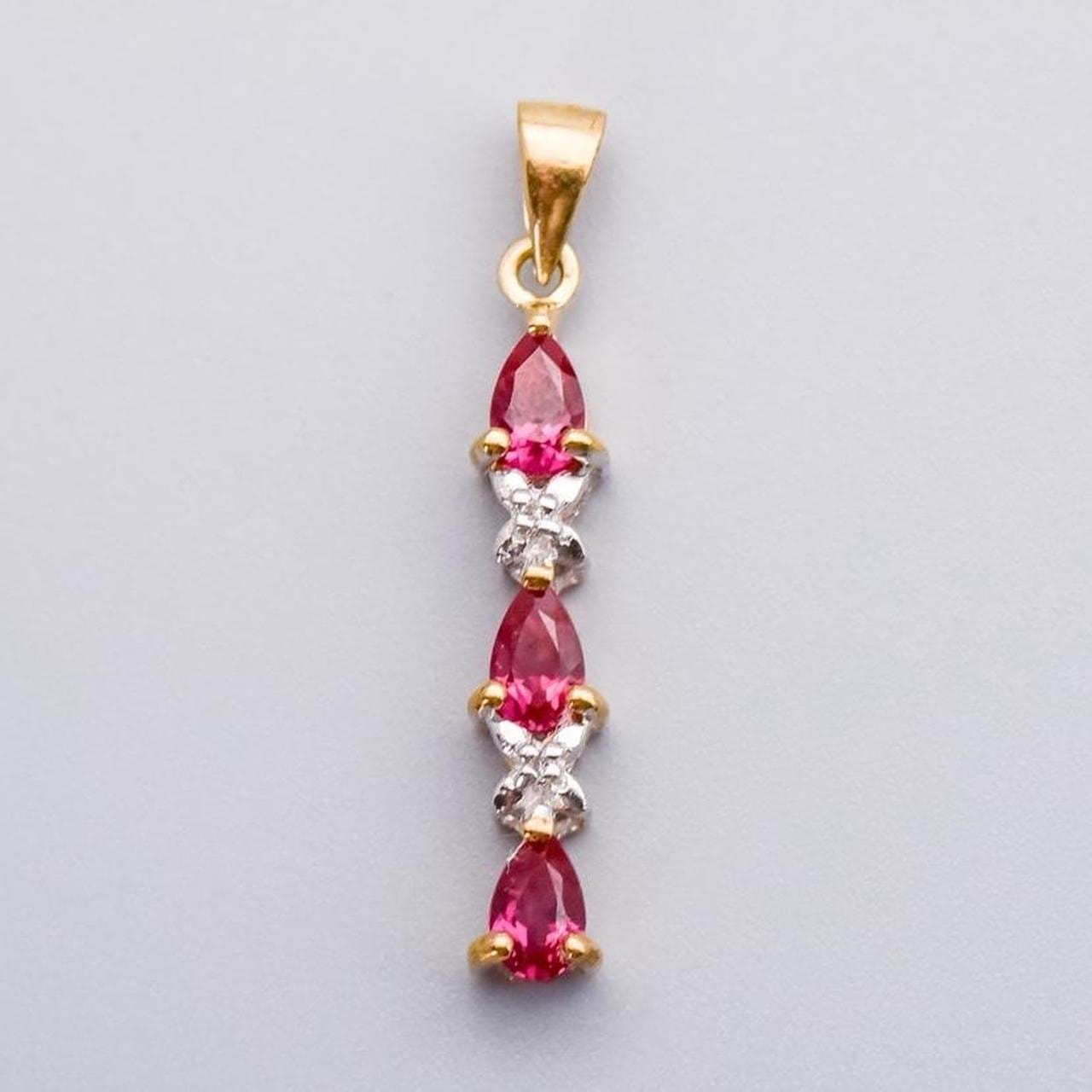 9K Gold Ruby & Diamond Pendant