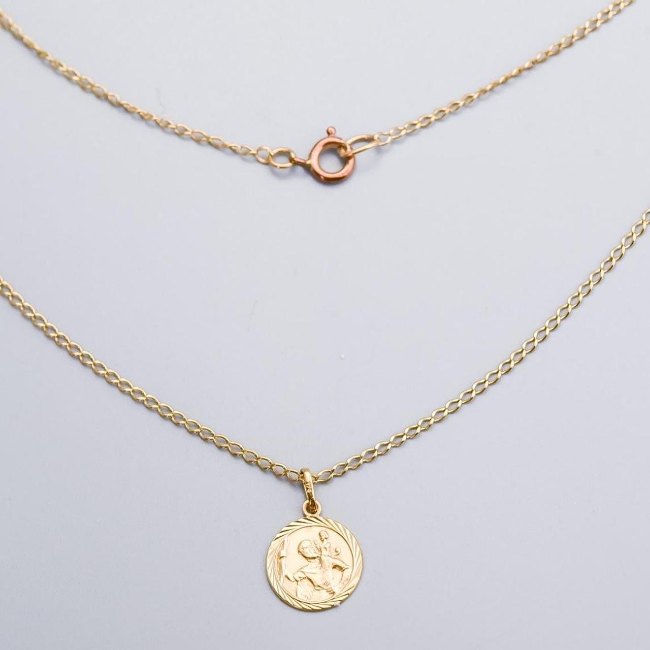 9K Gold St. Christopher Pendant Necklace